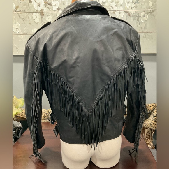 MENS VINTAGE CHIA FRINGE LEATHER JACKET - Picture 3 of 16
